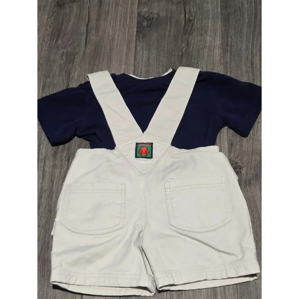 VINTAGE Y2K Nickelodeon Blue's Clues Overall Shorts Toddler 2T Tan Embroidered